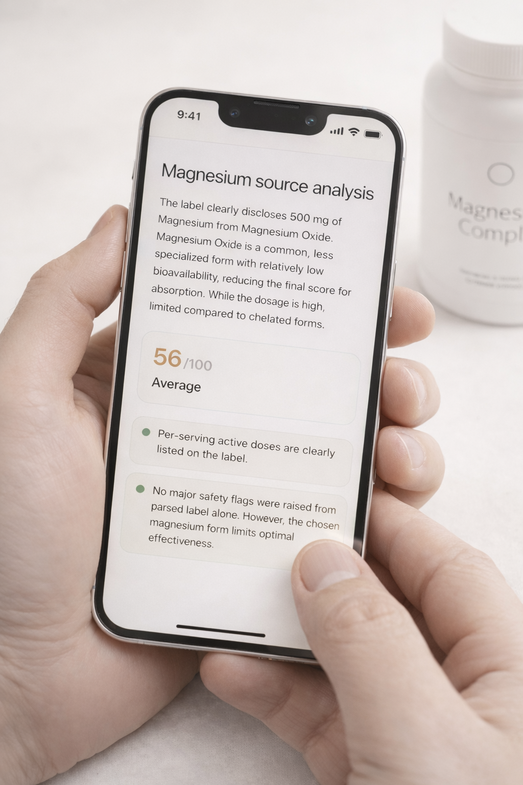 NutriDetector ingredient analysis screen showing ingredient forms and context